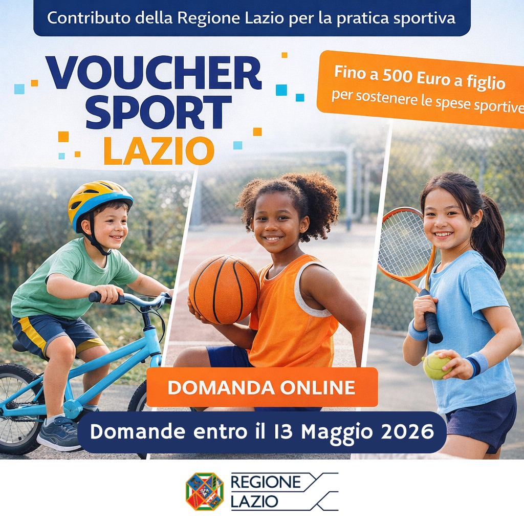 Voucher Sport Lazio 2026 - Fino a 500 Euro a figlio per sostenere le spese sportive